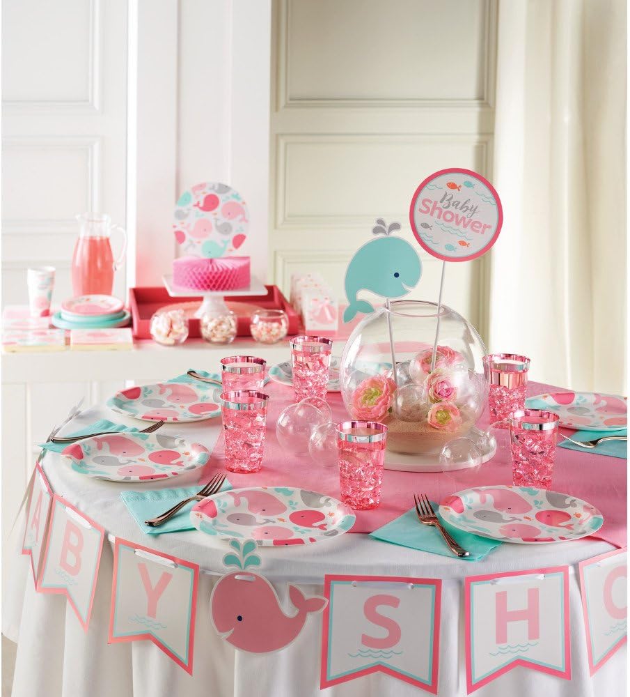 Creative Converting Border Print Tablecover Lil Spout Pink