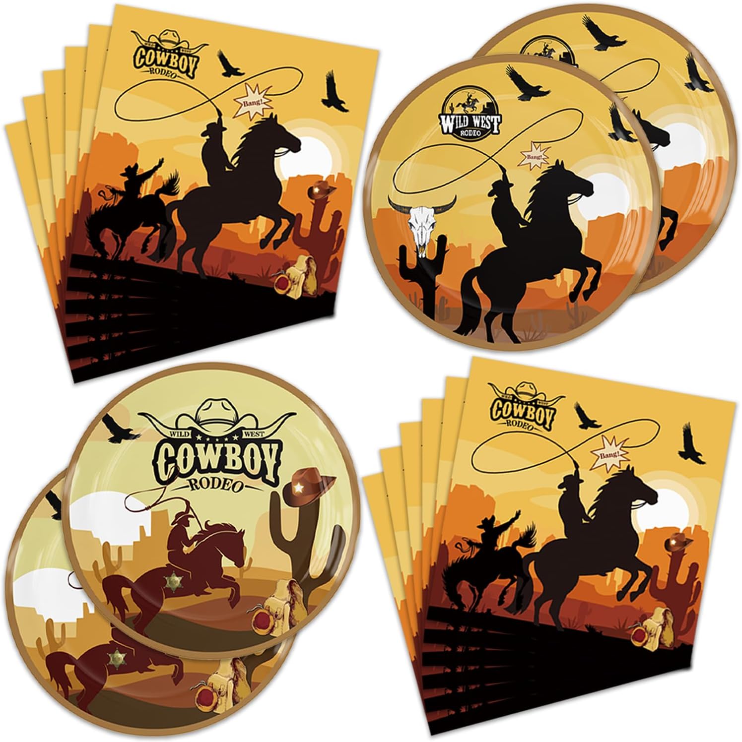 West Cowboy Party Plates Napkins 40 PCS