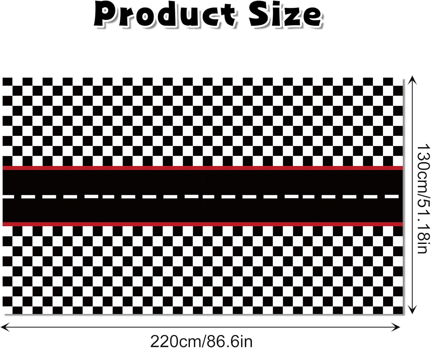 3 Pcs Racing Car Party Tablecloth with Black Checkered Pattern