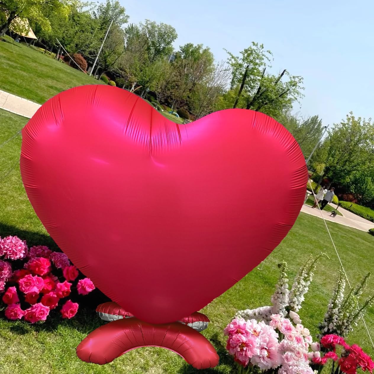 NiuN Large Heart Foil Balloon Set 2pcs 66inch Red Heart Balloons