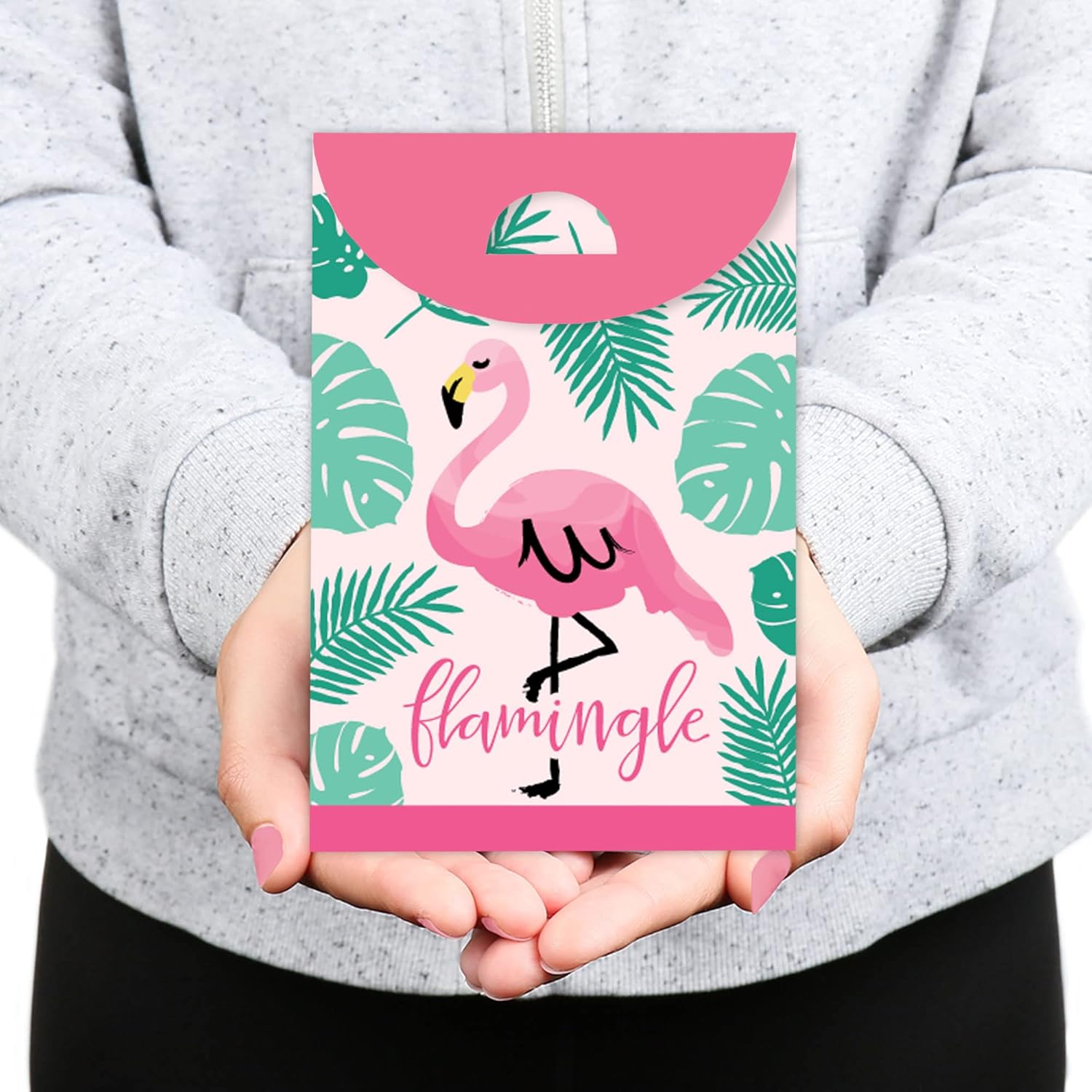 Big Dot of Happiness Pink Flamingo Party Favor Bag Set of 12