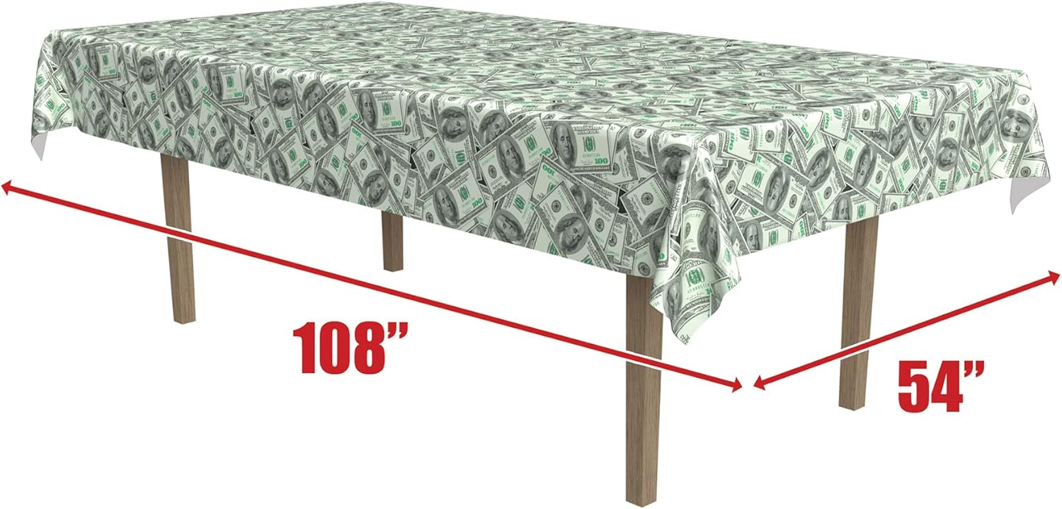 Beistle Big Bucks Rectangular Table Cover Casino Theme