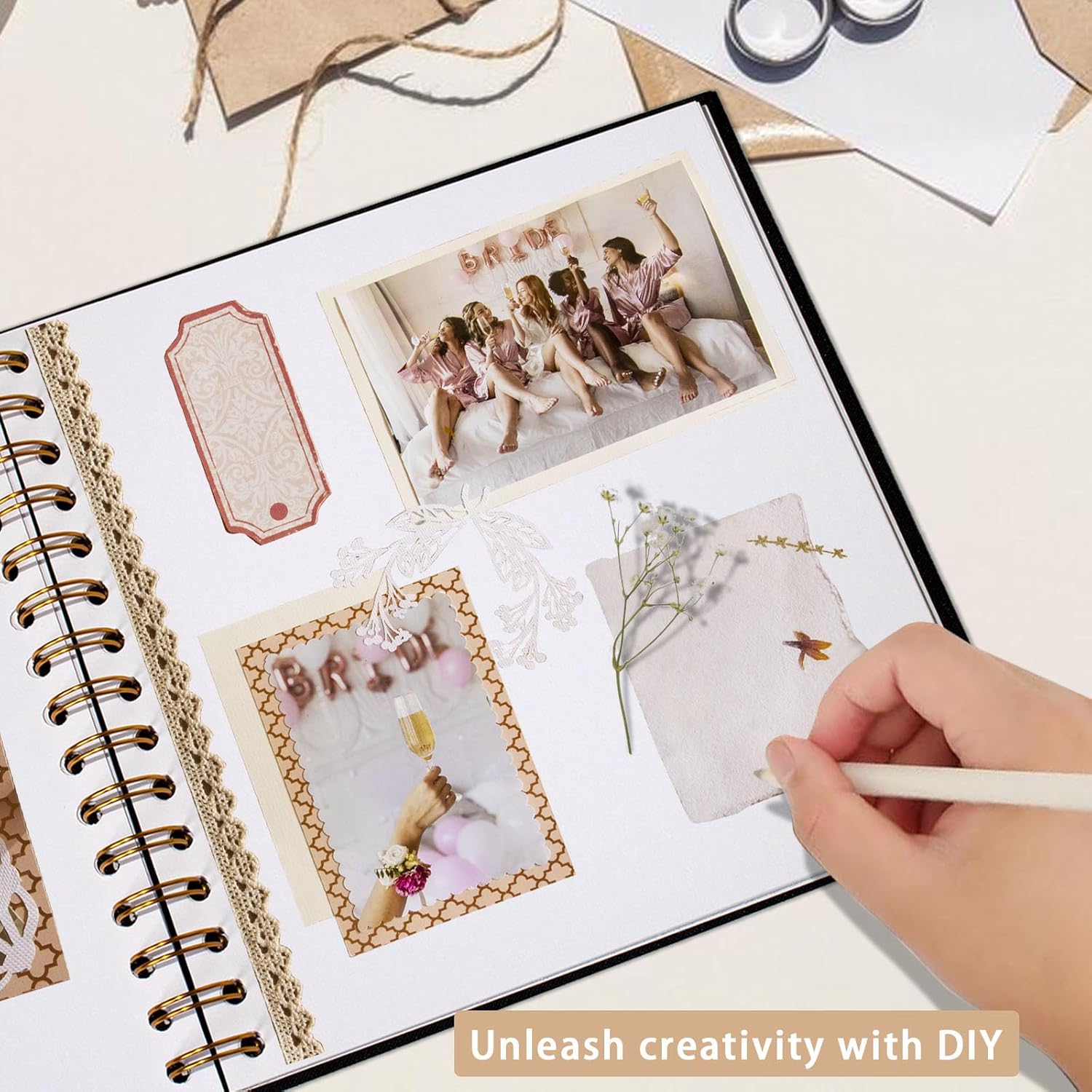 Cherrich 7x7 Inch Small Scrapbook with Linen Cover