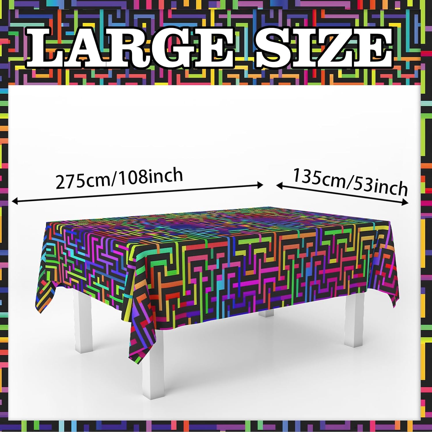 Junliang Neon Maze Tablecloths for Parties and Events