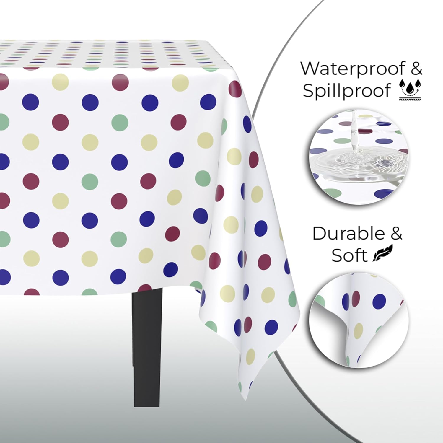 Exquisite Colorful Polka Dot Tablecloths 6-Pack