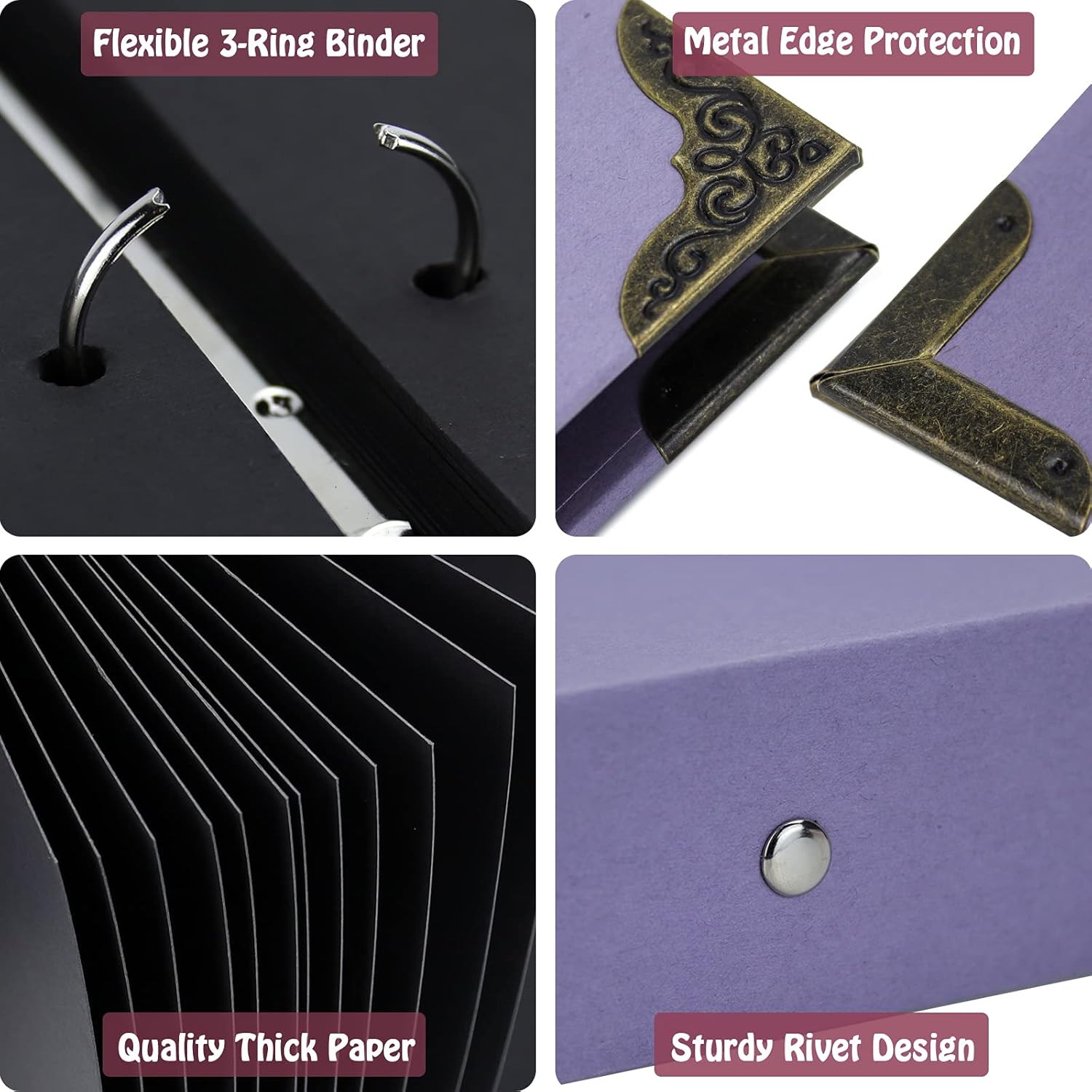 Vienrose DIY Scrapbook Photo Album Kit with 60 Pages and 3 Rings