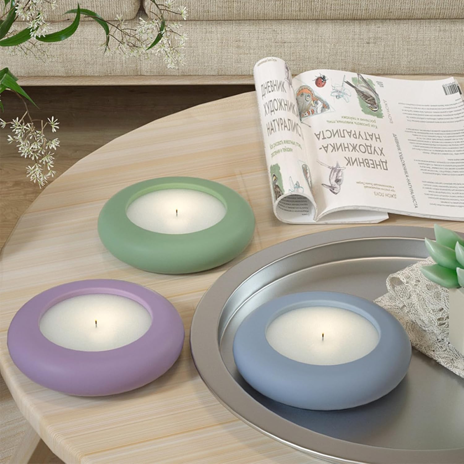 Wehous 2PCS Round Candle Holder Silicone Molds