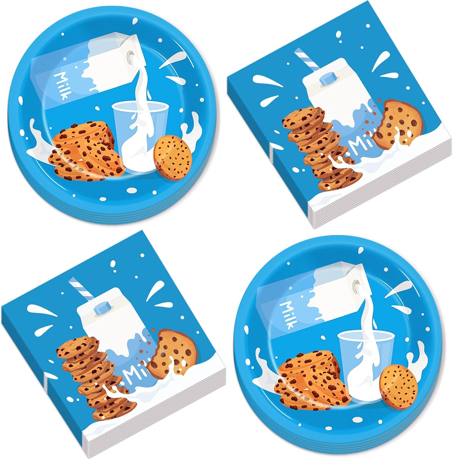 48pcs Milk and Cookies Birthday Decor Set