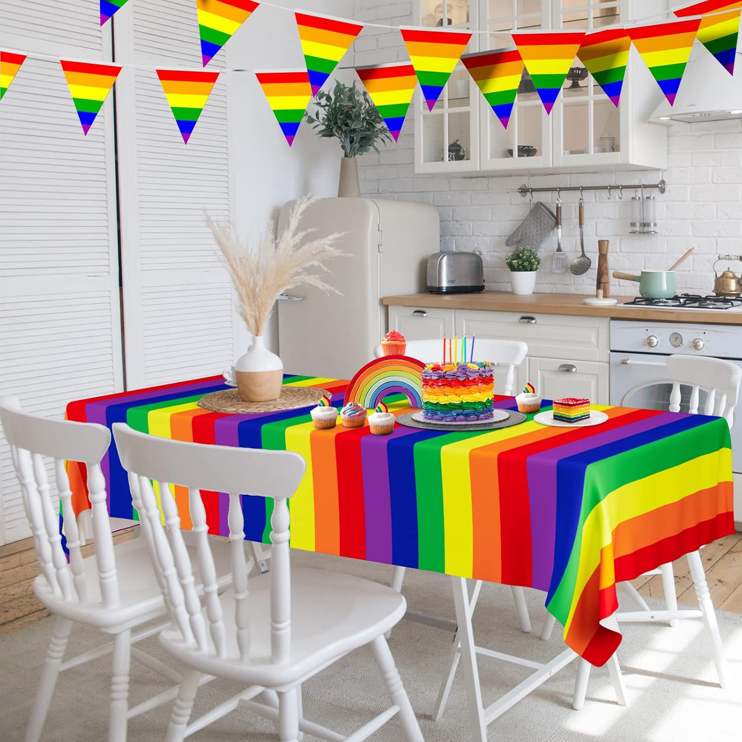 DYLIVeS Rainbow Tablecloth 54x108 Inch 2 Pcs