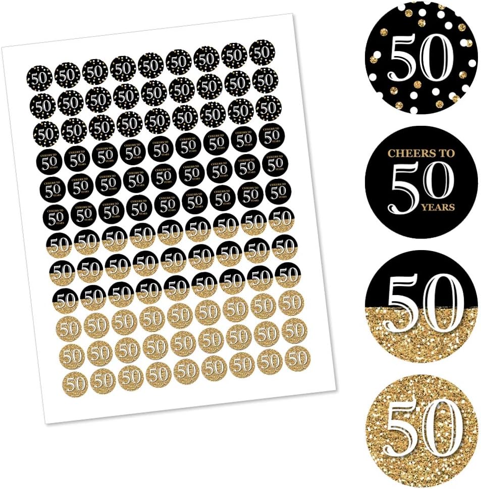 Big Dot of Happiness 50th Birthday Gold Candy Sticker Labels