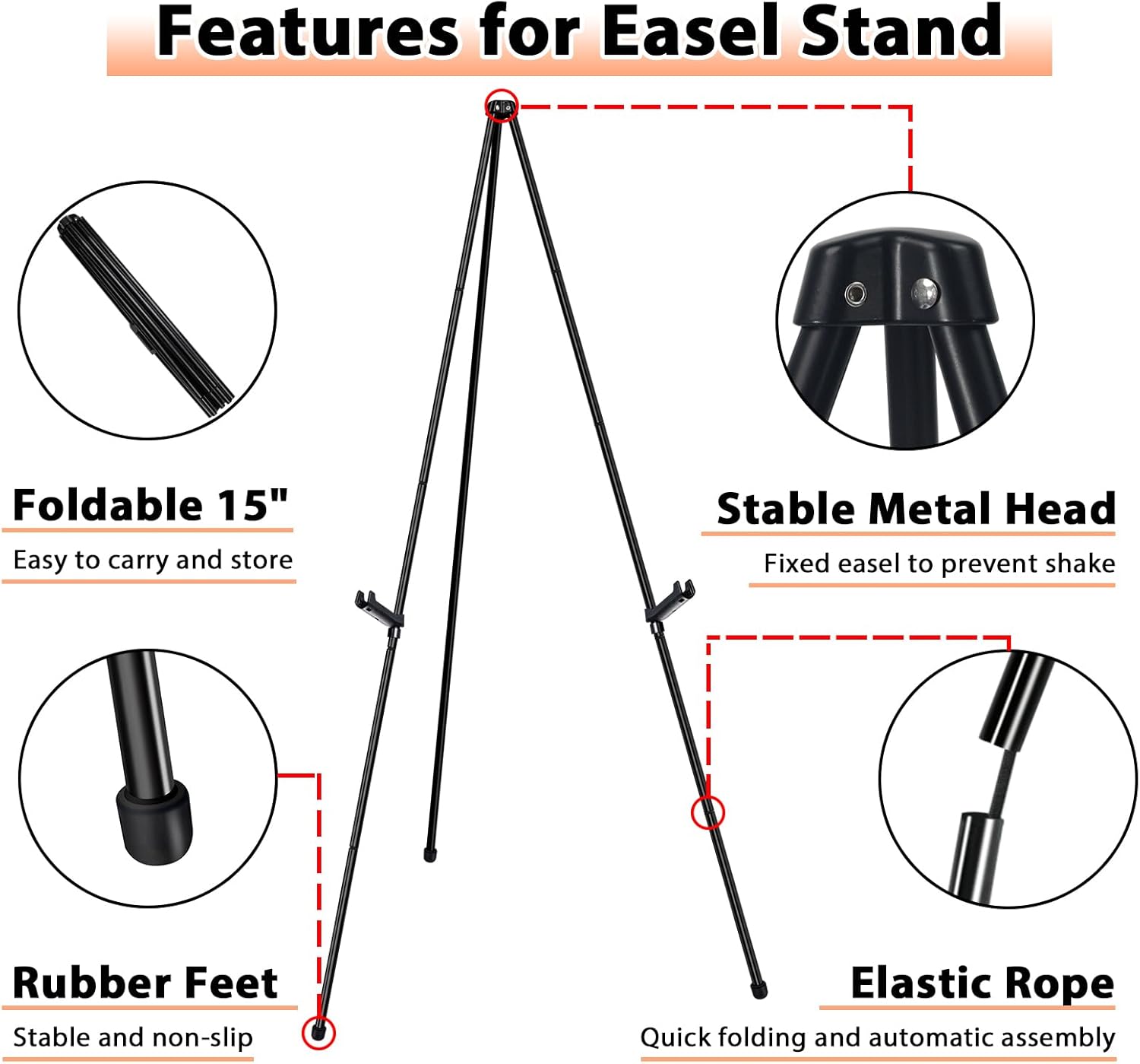 Instant Display Easel Stand - 63 Collapsible Portable Artist Floor Easel