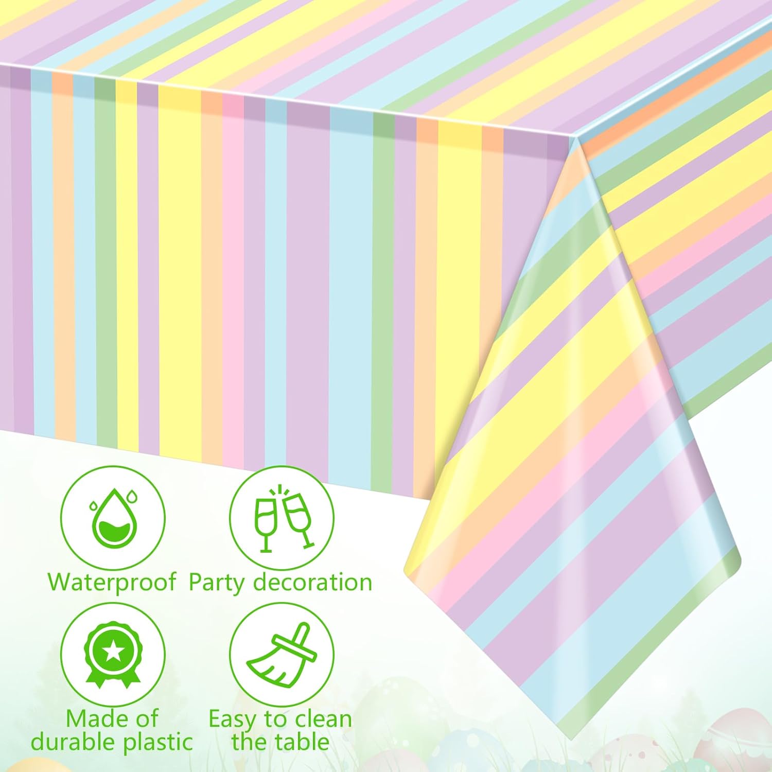 Oudain 12 Pcs Pastel Rainbow Tablecloths for Summer Parties
