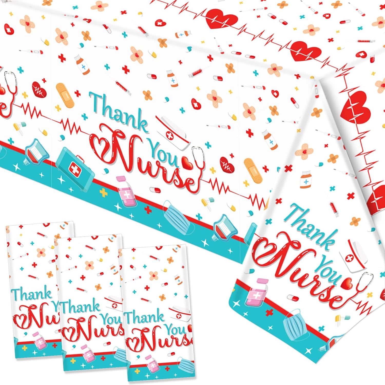 HOWAF 3pcs Nurse Appreciation Tablecloth Set