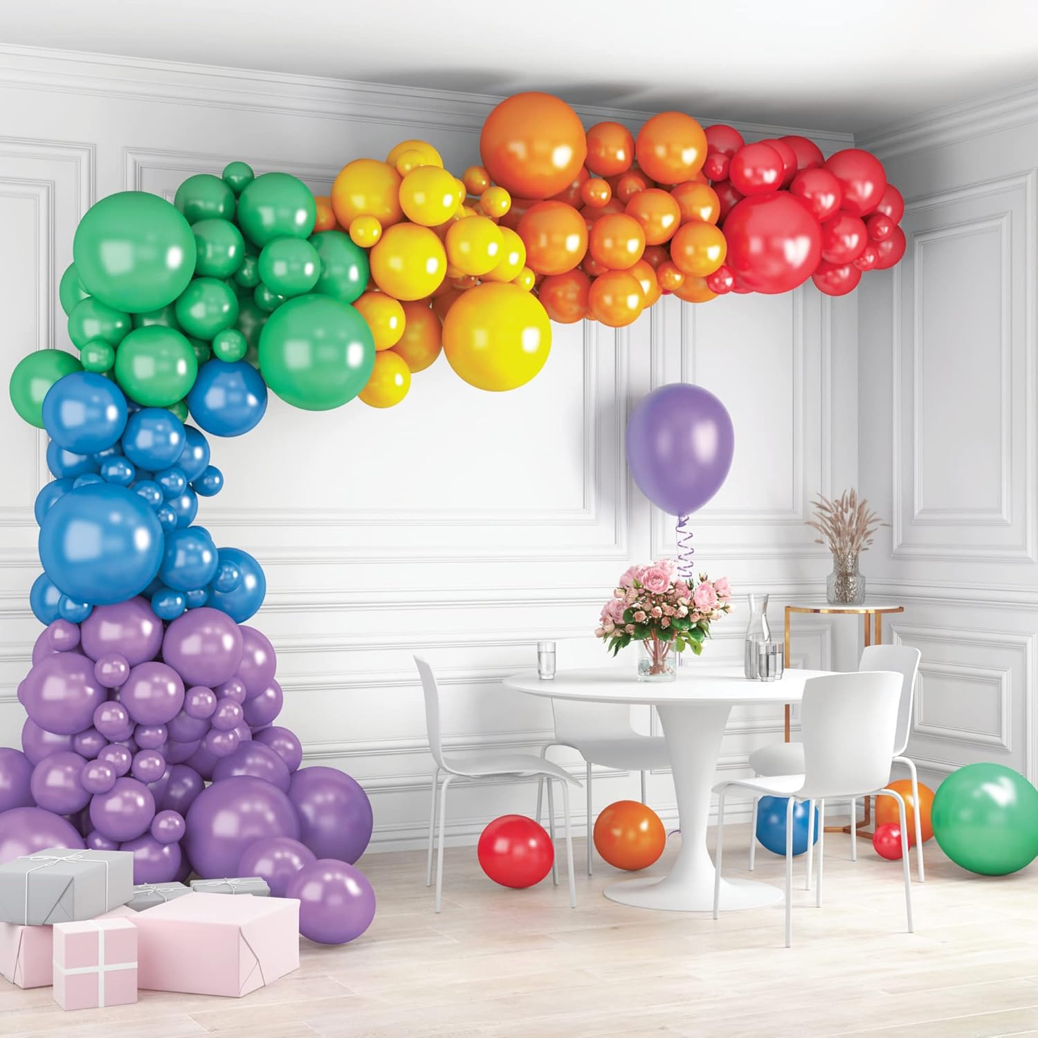 HOUSE OF PARTY Rainbow Balloon Arch Kit 135 Pcs Felt Banner