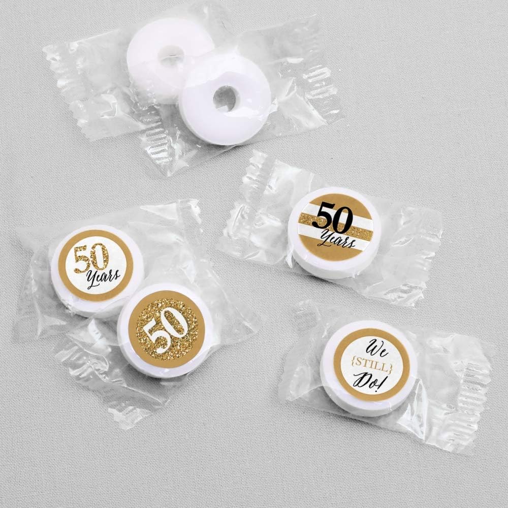 Big Dot of Happiness 50th Wedding Anniversary Round Candy Stickers
