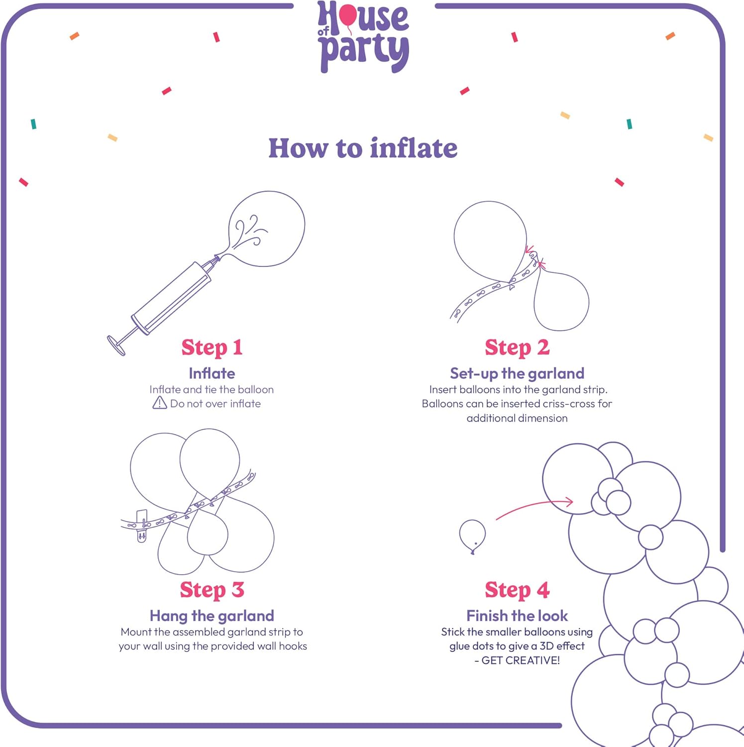 HOUSE OF PARTY Rainbow Balloon Arch Kit 135 Pcs Felt Banner