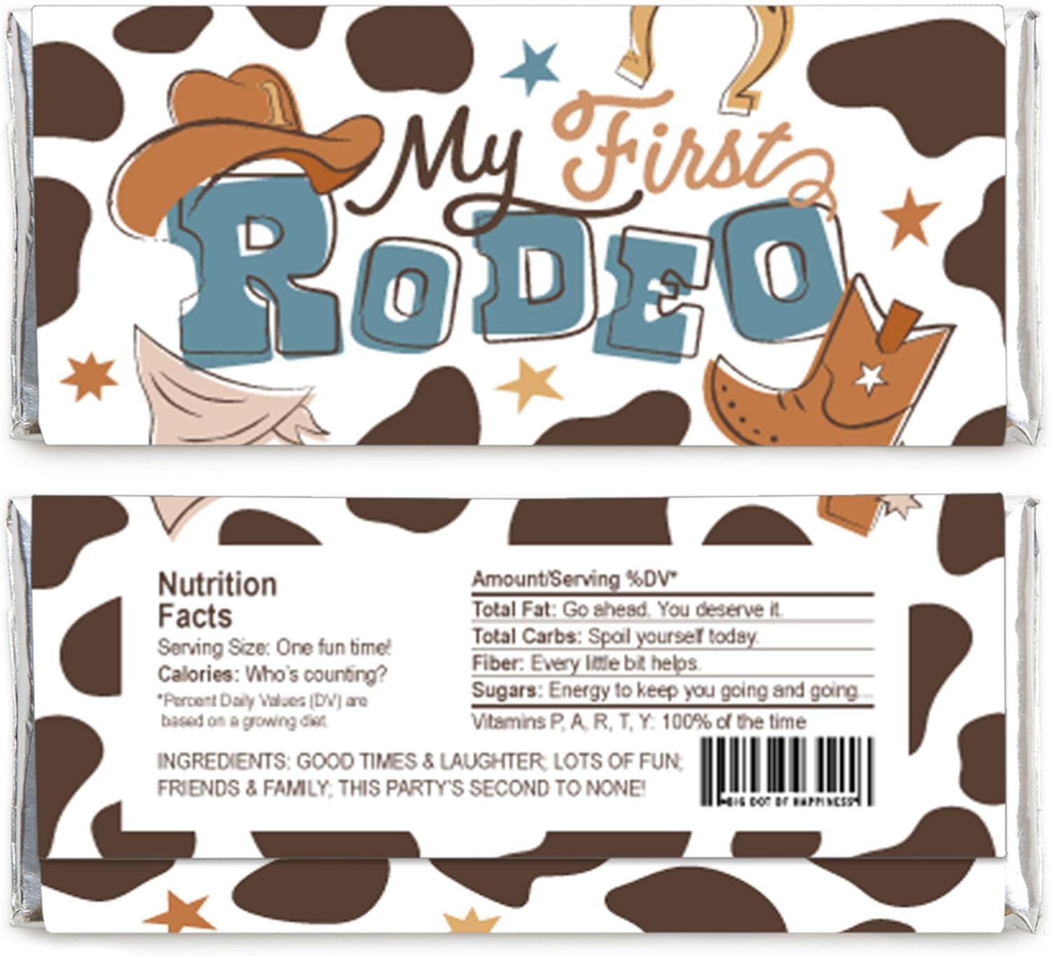 Big Dot of Happiness My First Rodeo Candy Bar Wrappers Set of 24