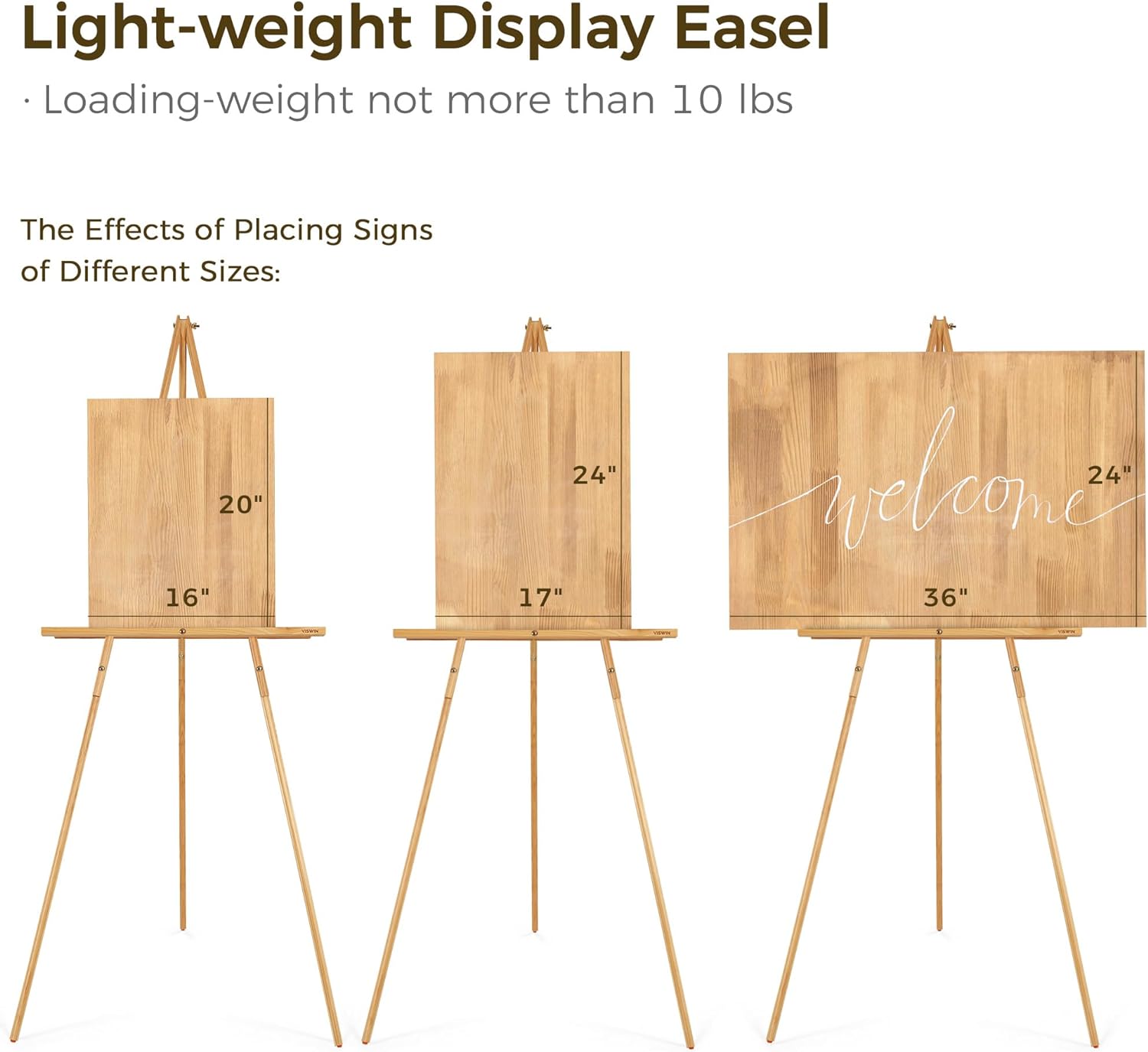 VISWIN 63 Gold Wooden Easel Stand for Sign Display
