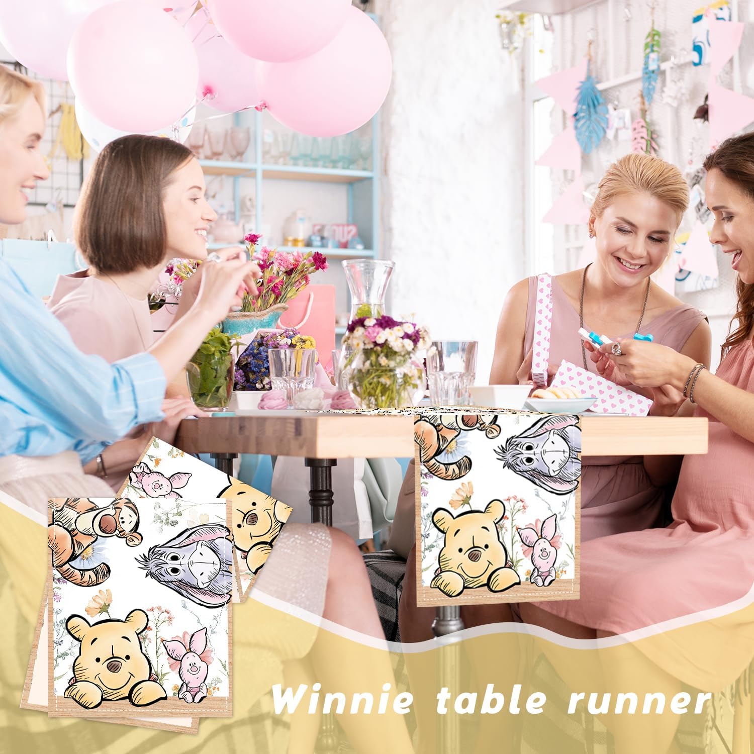 Winnie Baby Shower Tablecloth for Kids Birthday Party