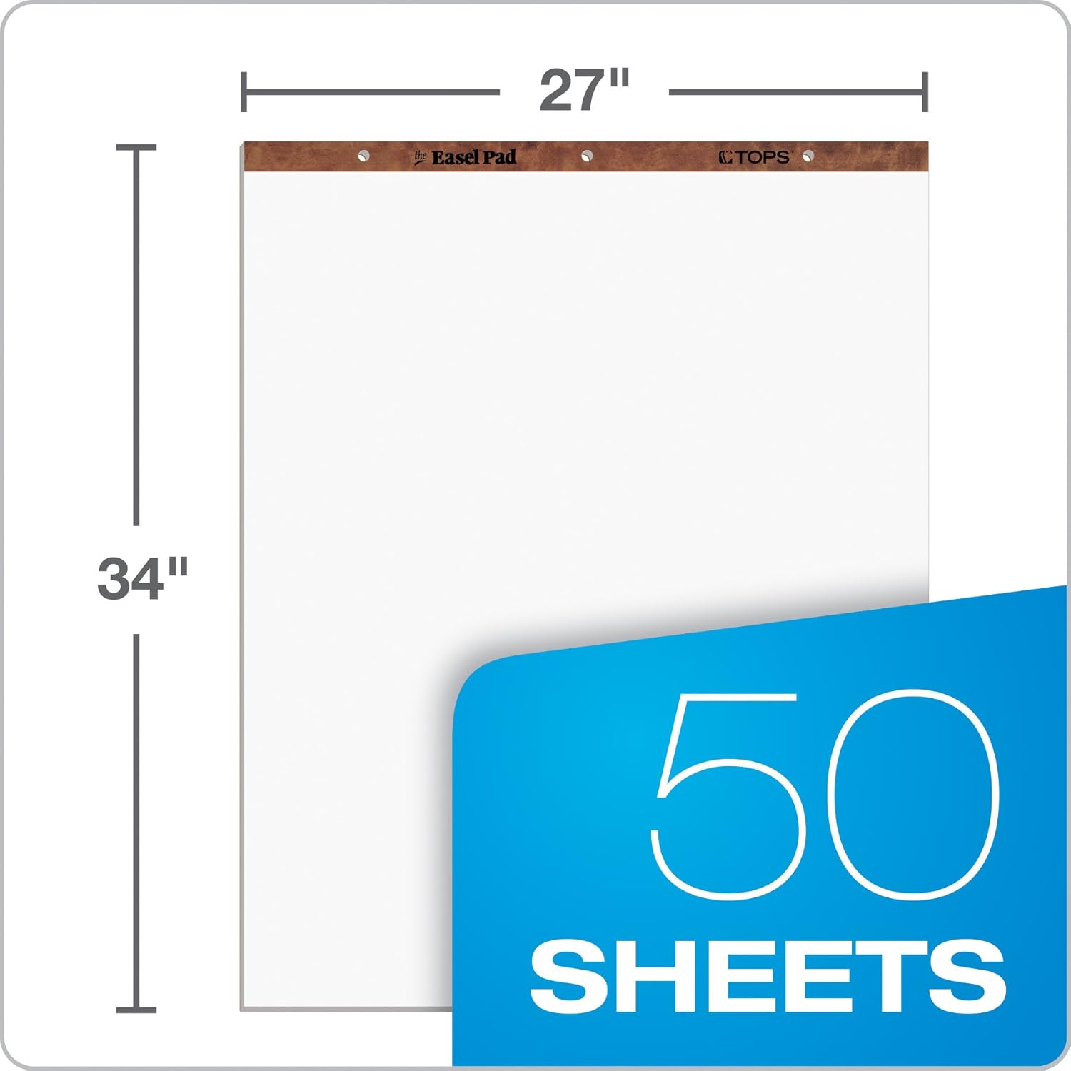 TOPS Easel Pad 2 Pack 100 Pages Bright White 3 Hole Punched