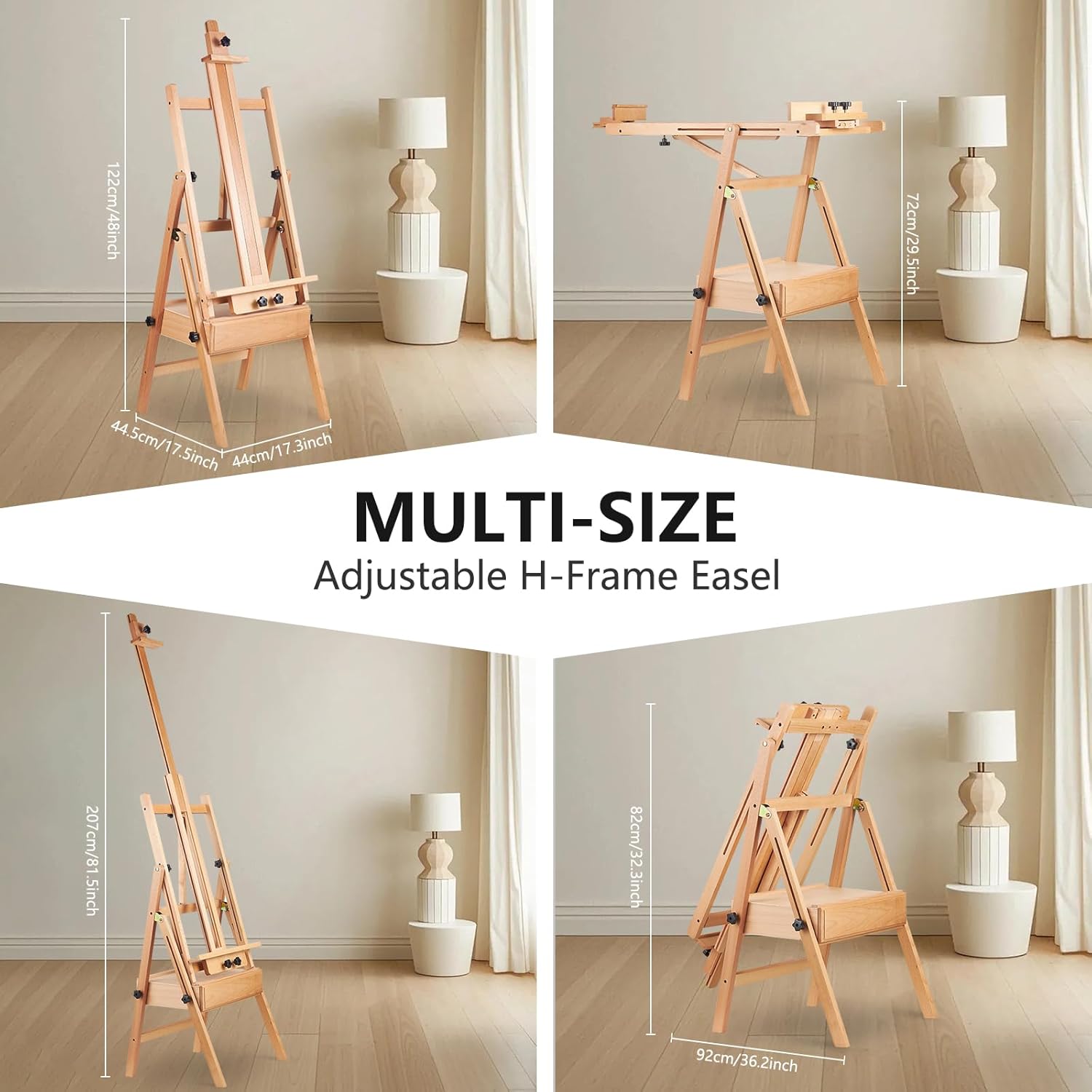 YOKUGO H-Frame Easel for Painting with Storage Drawer