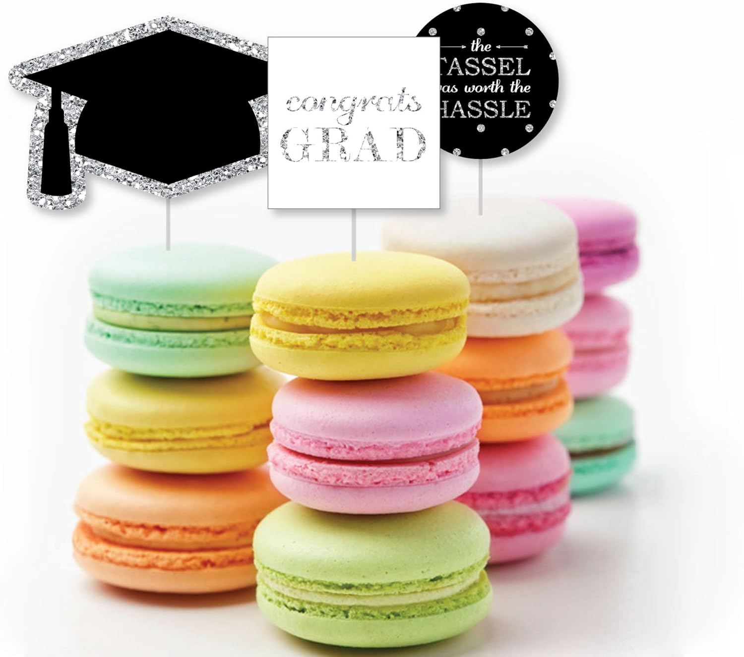 Silver Graduation Party Cut Outs - 24 Count DIY Shapes