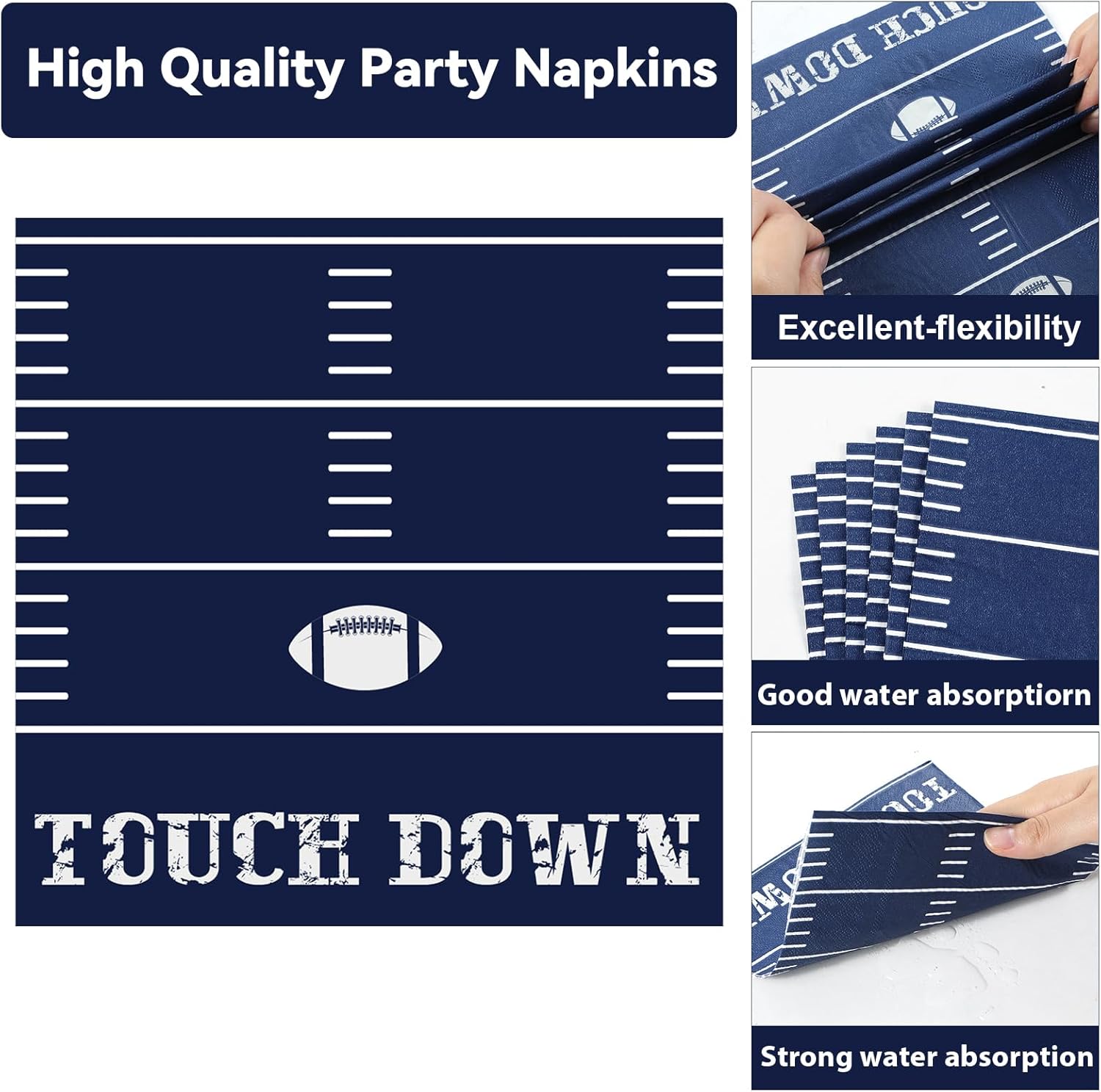 Football Oval Paper Plates 11inch for 25 Guests