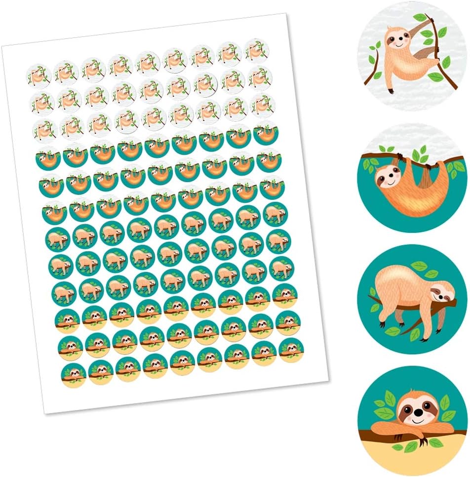 Big Dot of Happiness Sloth Candy Labels - 108 Stickers