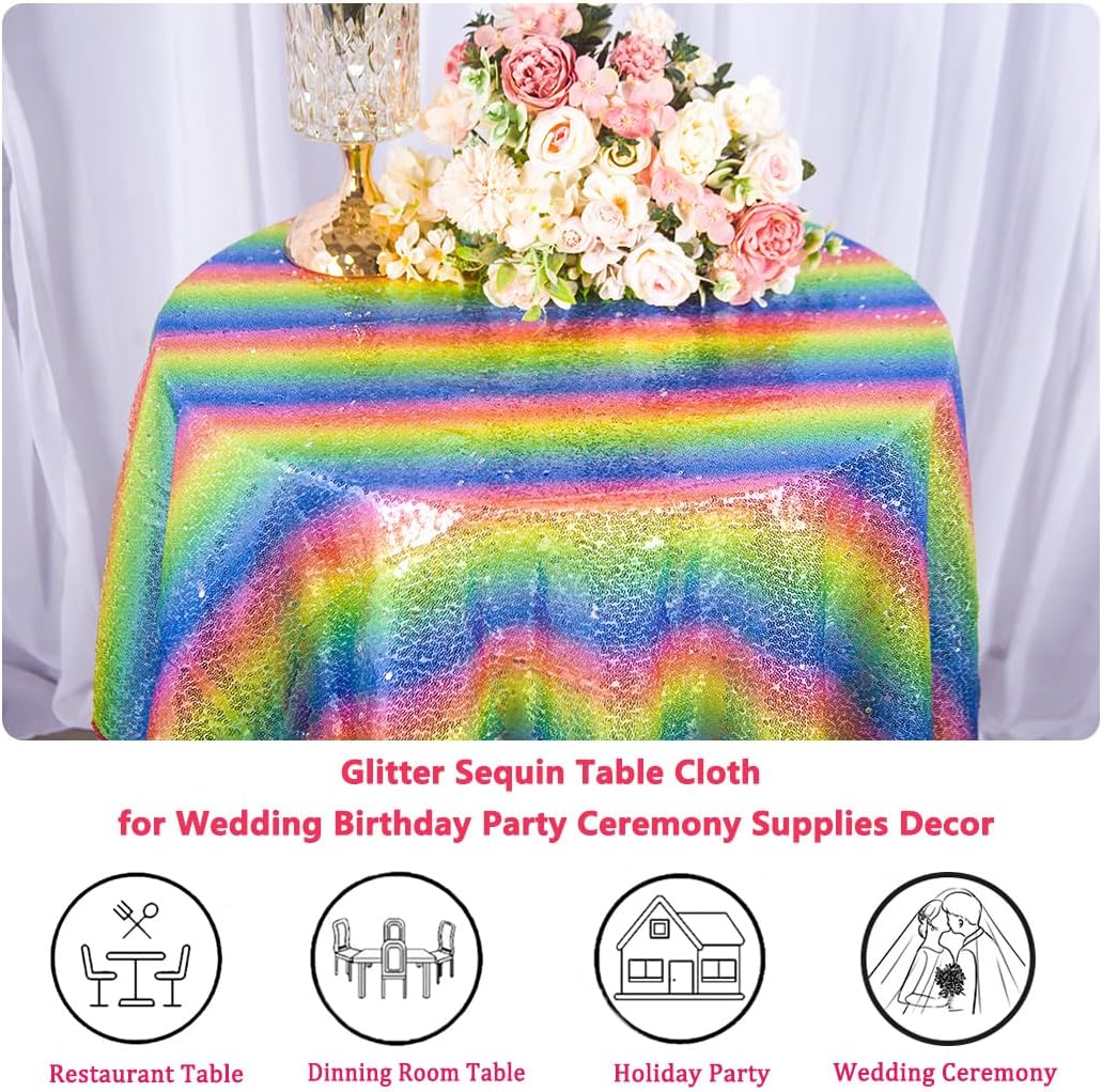 50 Inch Sequin Round Tablecloth for Parties