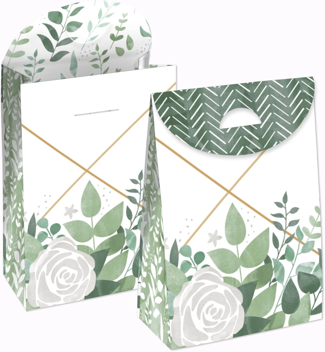 Boho Botanical Greenery Gift Favor Bag Set of 12