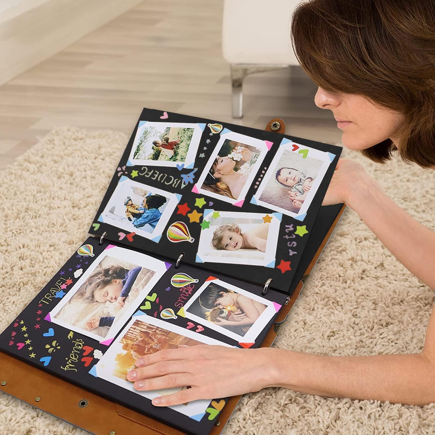 ZEEYUAN Green Rose Photo Album for Mothers Day Gift