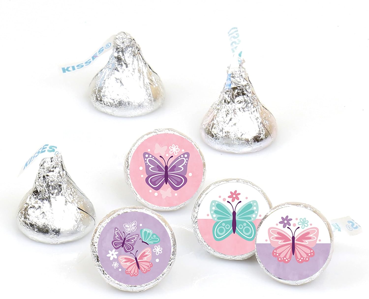 Beautiful Butterfly Round Candy Sticker Favors - 1 Sheet of 108