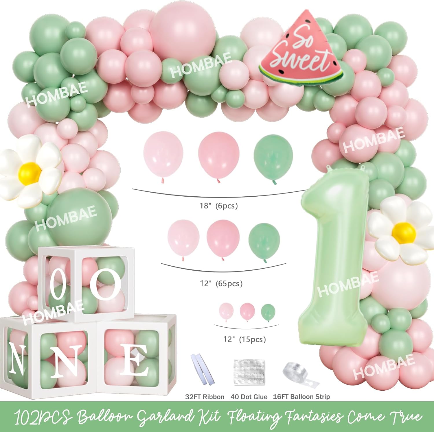 One in a Melon Birthday Party Decor Kit - 112 Pieces