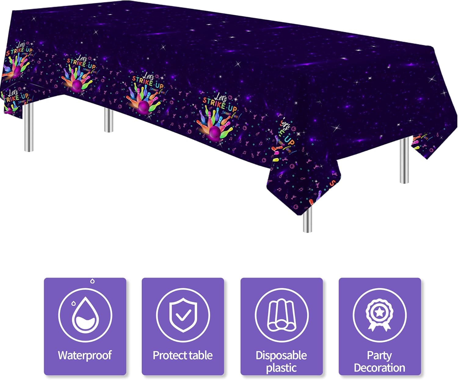 Bowling Party Tablecloth Set of 3 54in x 108in