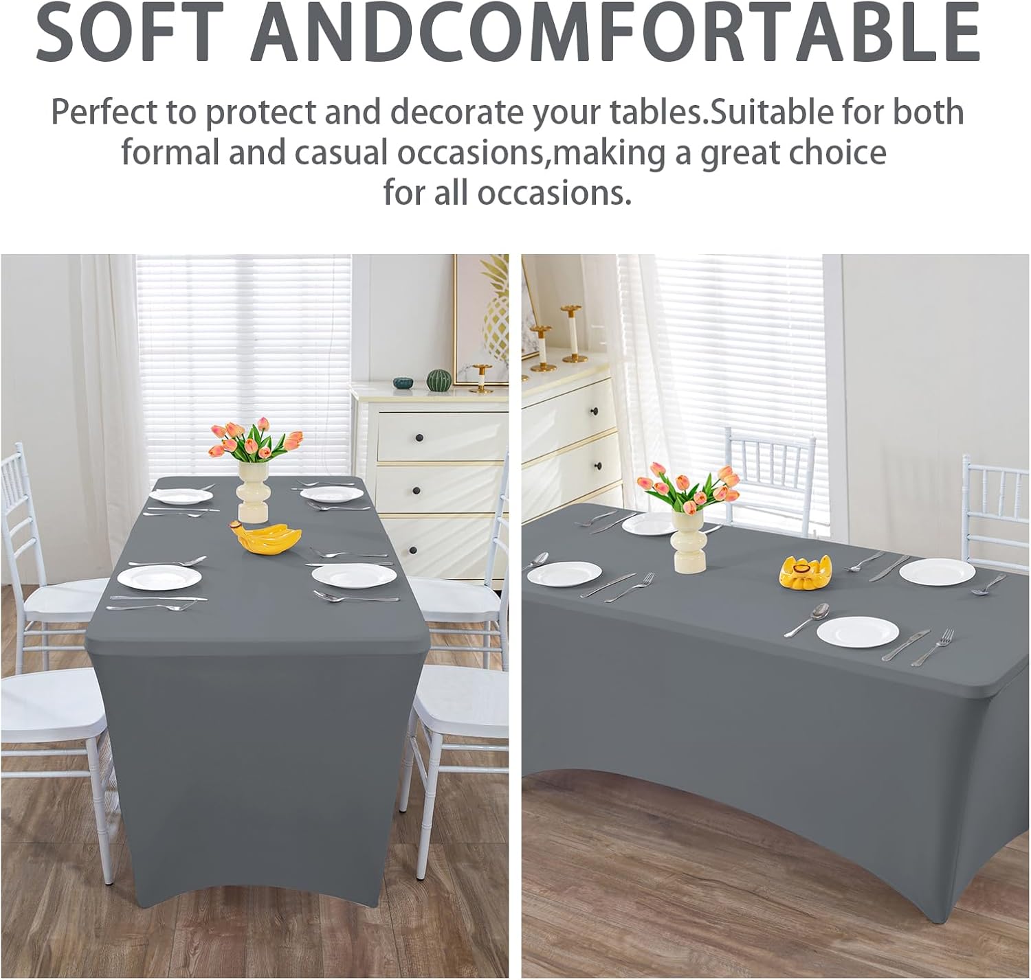 HZDHCLH Spandex Tablecloth 2 Pack 6FT Elastic Fitted Protector