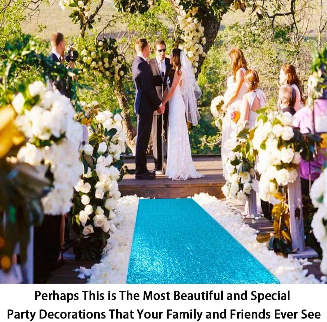 ShinyBeauty Sequin Aisle Runner 2Ft x 15Ft Turquoise