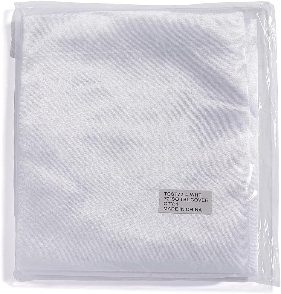Andersons White Satin Square Table Cover 72 Inches Wedding Tablecloths