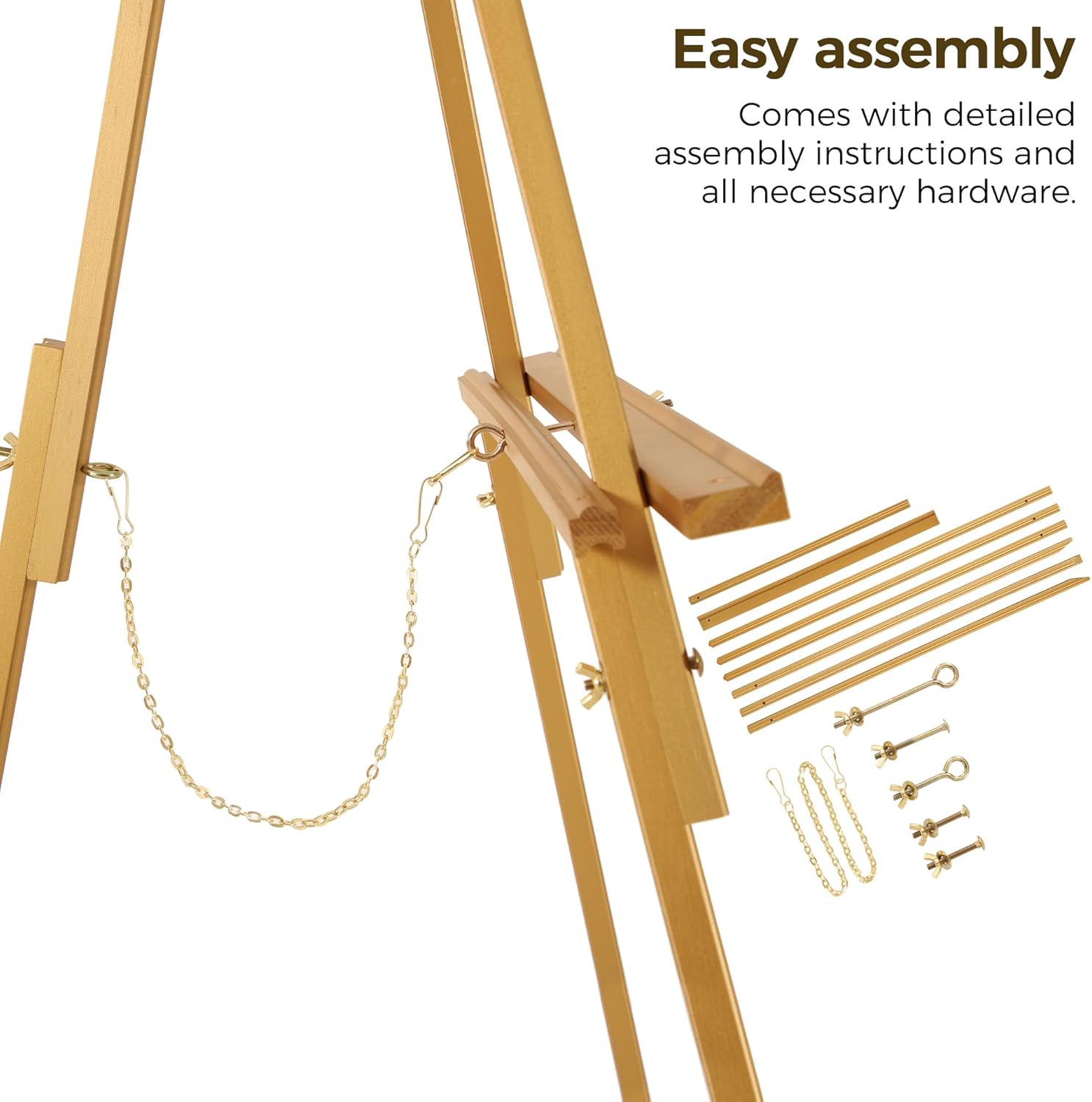 VISWIN 63 Gold Wooden Easel Stand for Sign Display