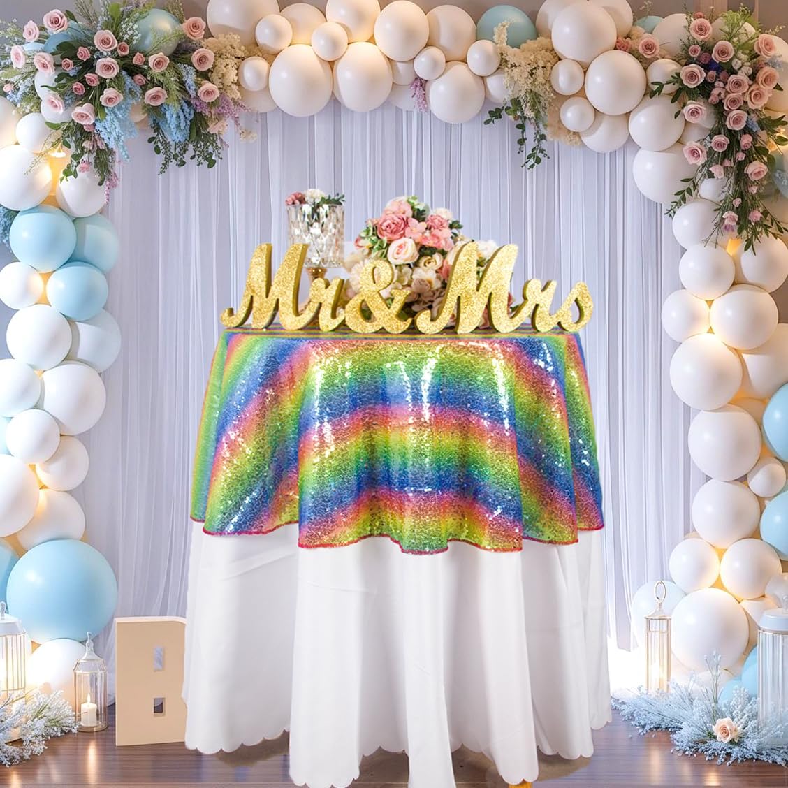 50 Inch Sequin Round Tablecloth for Parties