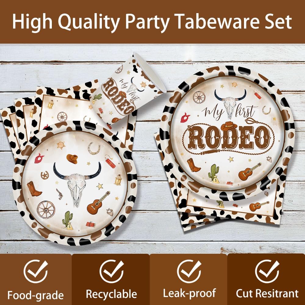 140 Pcs Western Cowboy Tableware Rodeo Birthday Party Decorations