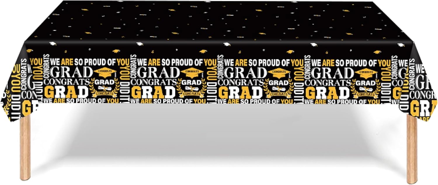 Graduation Tablecloth Class of 2025 3 pcs Black Tablecovers