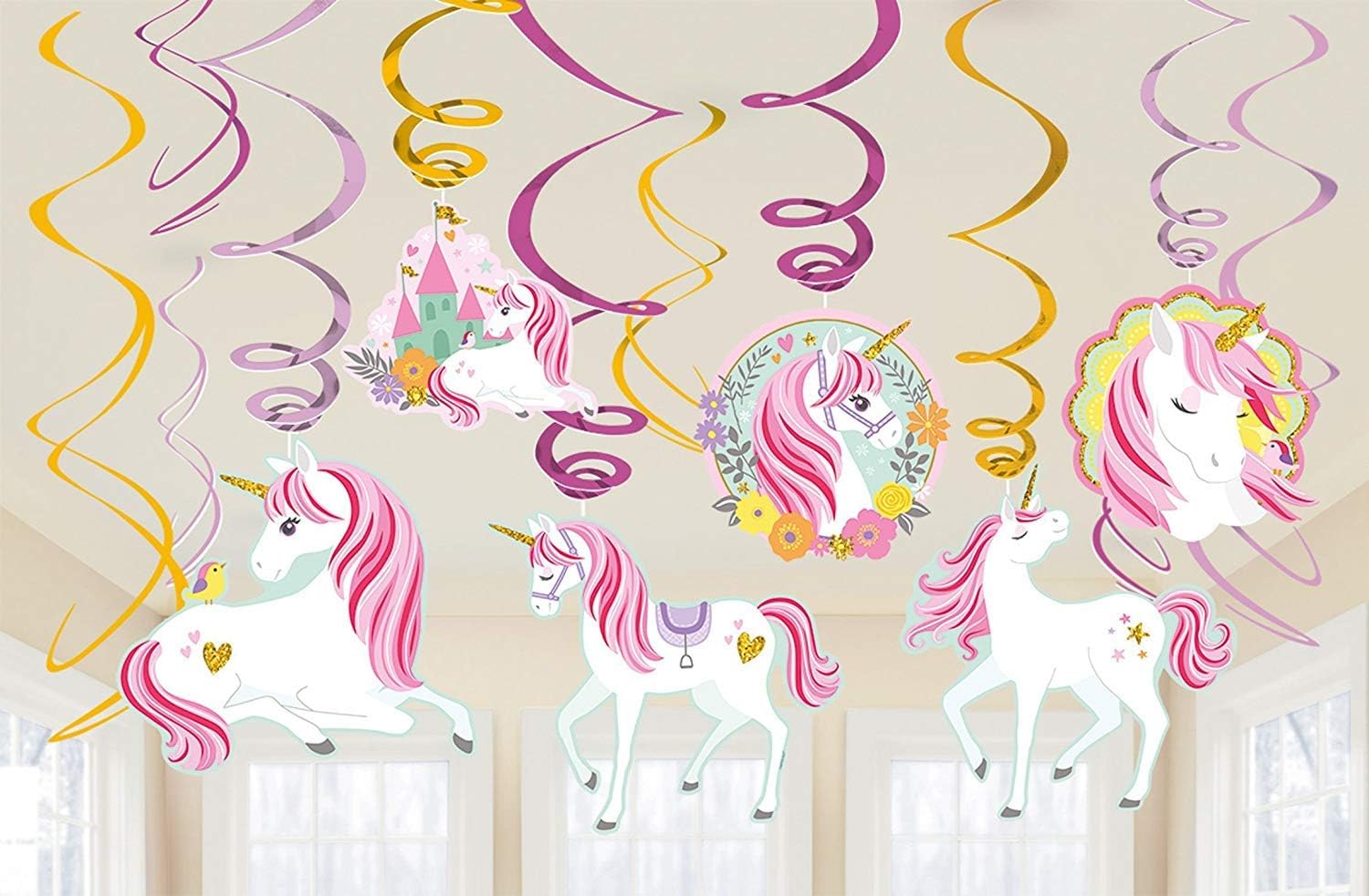 Magical Unicorn Foil Swirl Decorations Value Pack