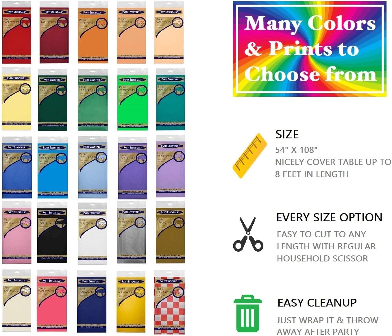 Party Essentials Heavy Duty Rectangle Table Cover Neon Green 54x108 3-Count