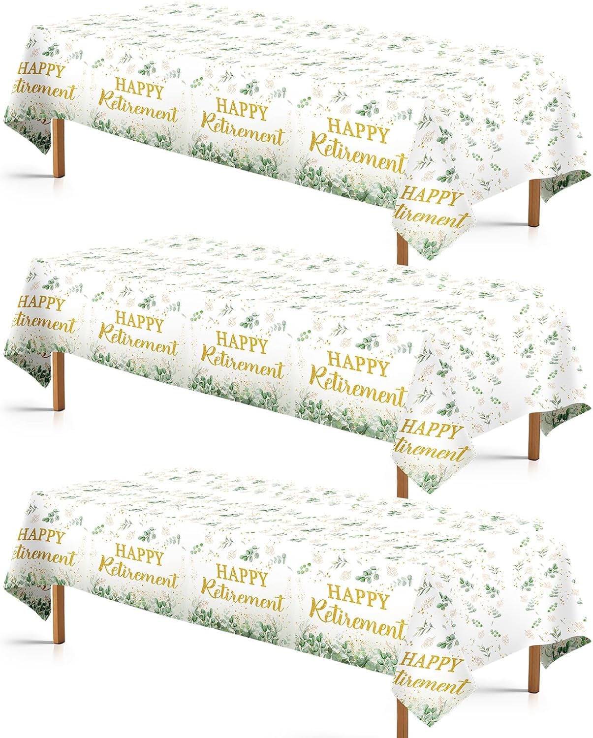 3Pcs Sage Green Retirement Tablecloths 54x107 Inches