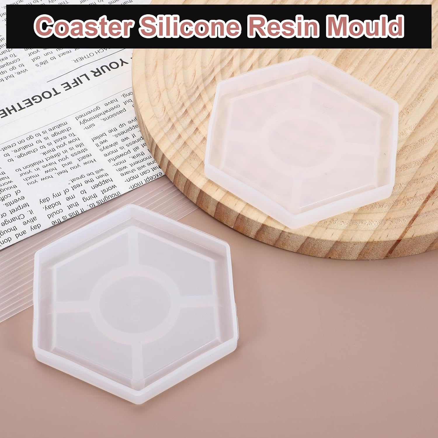 Uxcell 2 Pcs Hexagon Resin Coaster Moulds