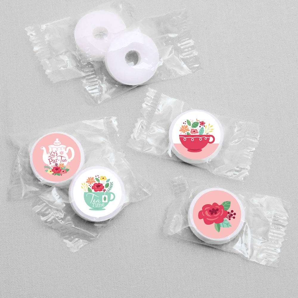 Floral Lets Par-Tea Round Candy Labels 108 Stickers