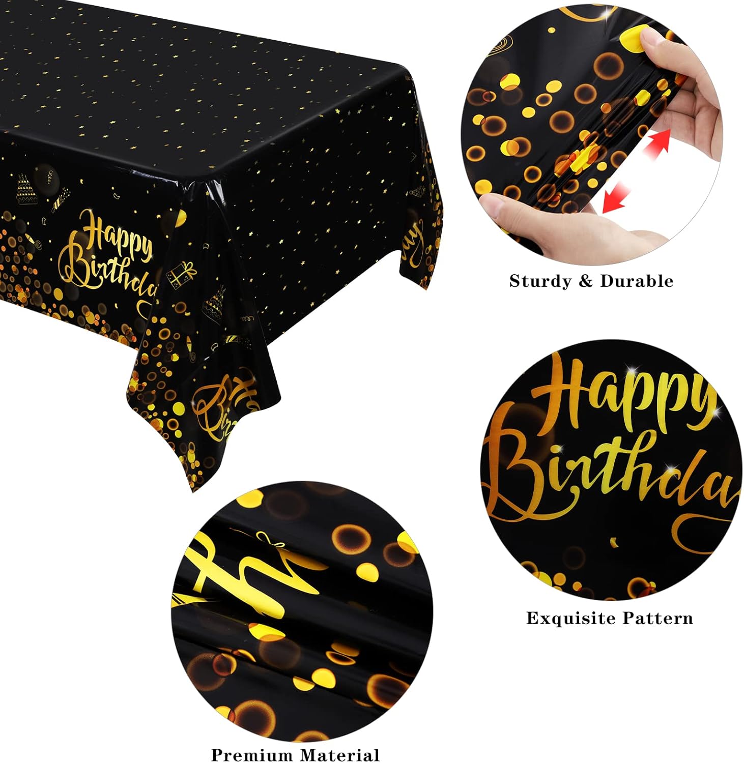 TURSTIN 2 Pack Happy Birthday Tablecloths