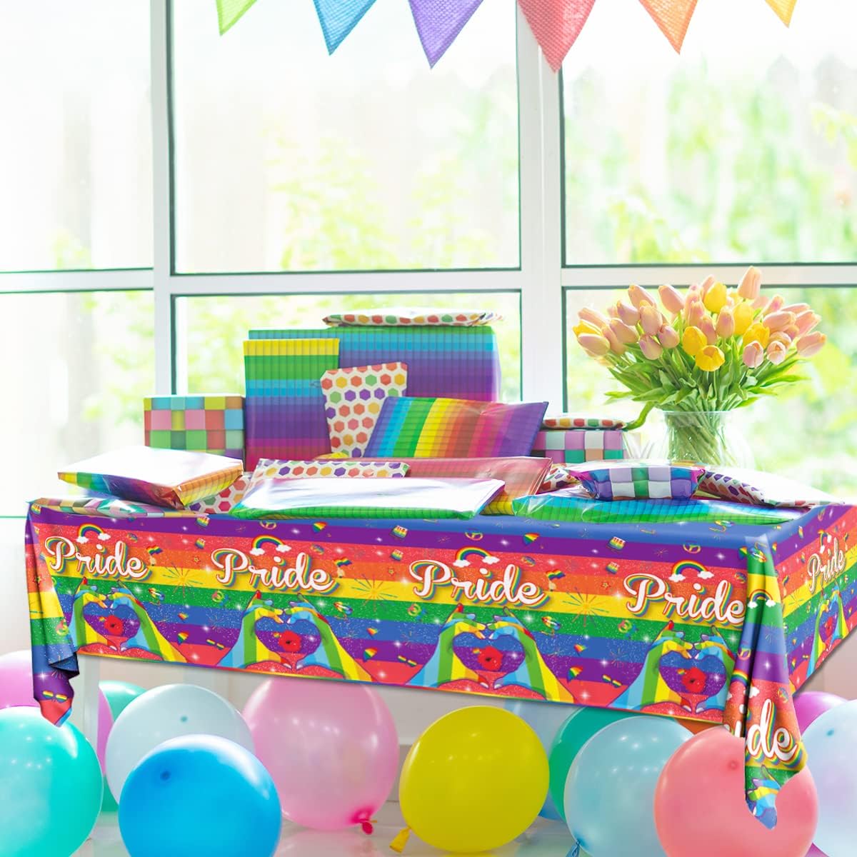 CMUSKO Pride Tablecloth - 3 Pack Rainbow Party Table Cover