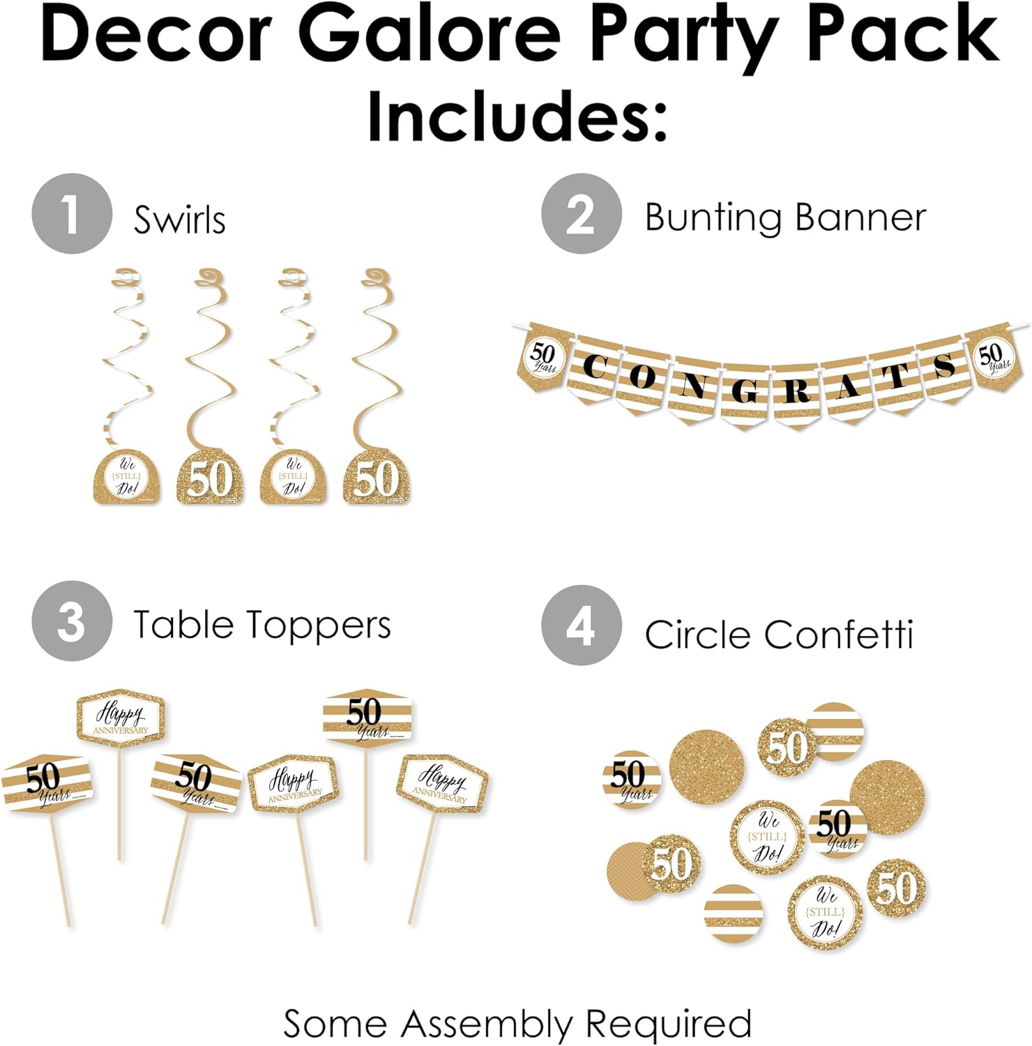 Big Dot of Happiness 50th Wedding Anniversary Party Pack Decor
