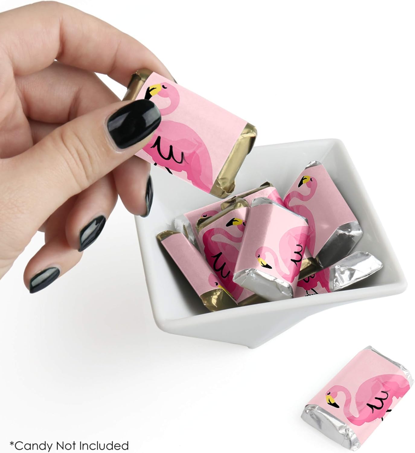 Big Dot of Happiness Pink Flamingo Mini Candy Bar Wrappers 40 Count